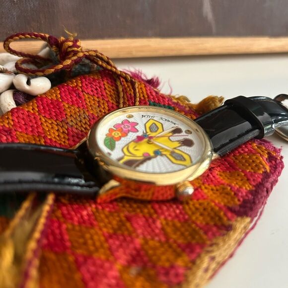 Betsey Johnson Gold and Black Giraffe Watch Leather - Picture 11 of 16